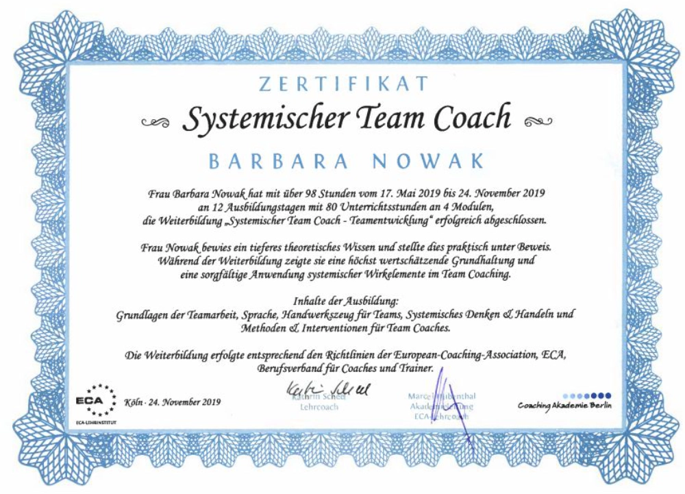 Systemischer Team Coach Barbara Nowak